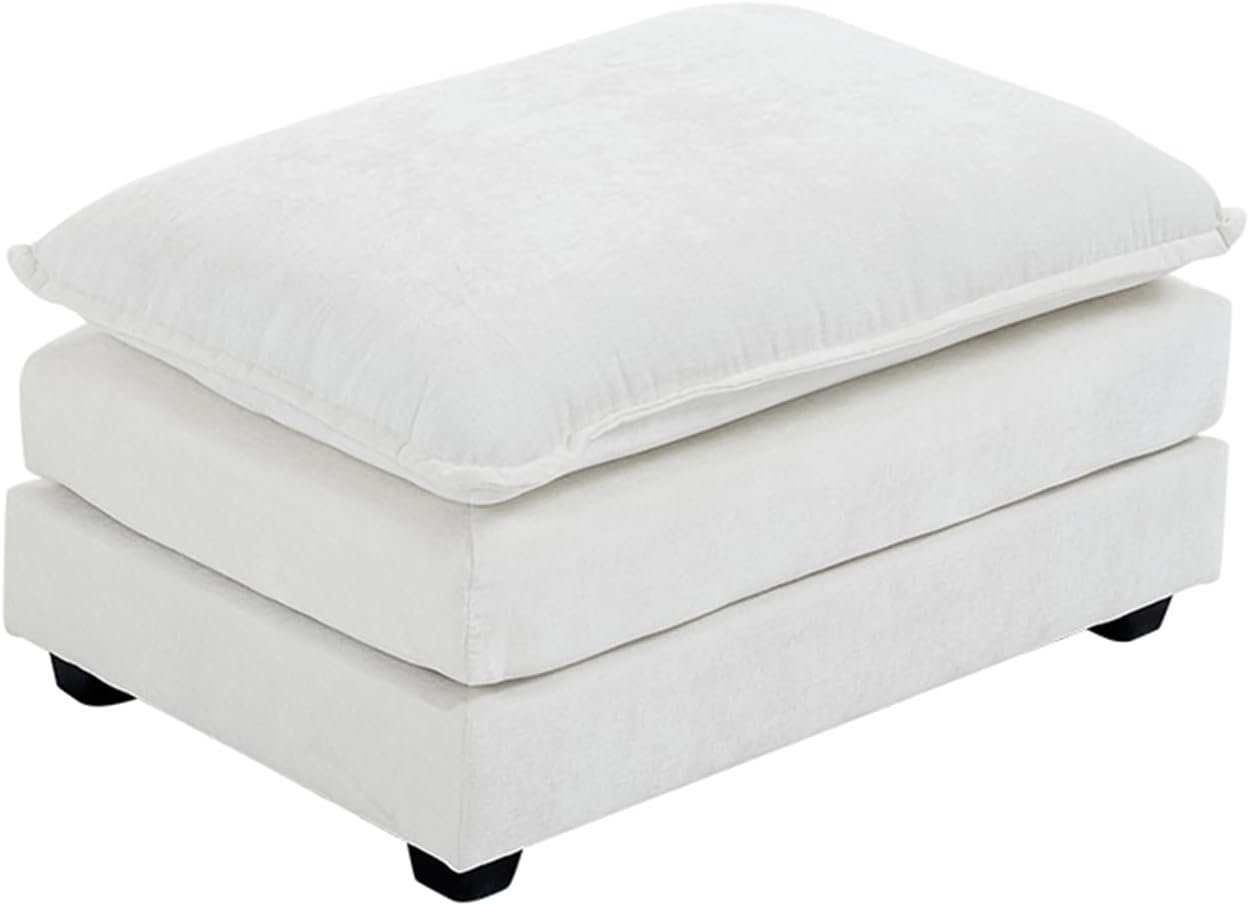Karl home Modular Ottoman for Sectional Sofa, Chenille Comfy Upholstered Furniture for Living Room, Apartment, Studio, Office, (Ottoman, Beige)