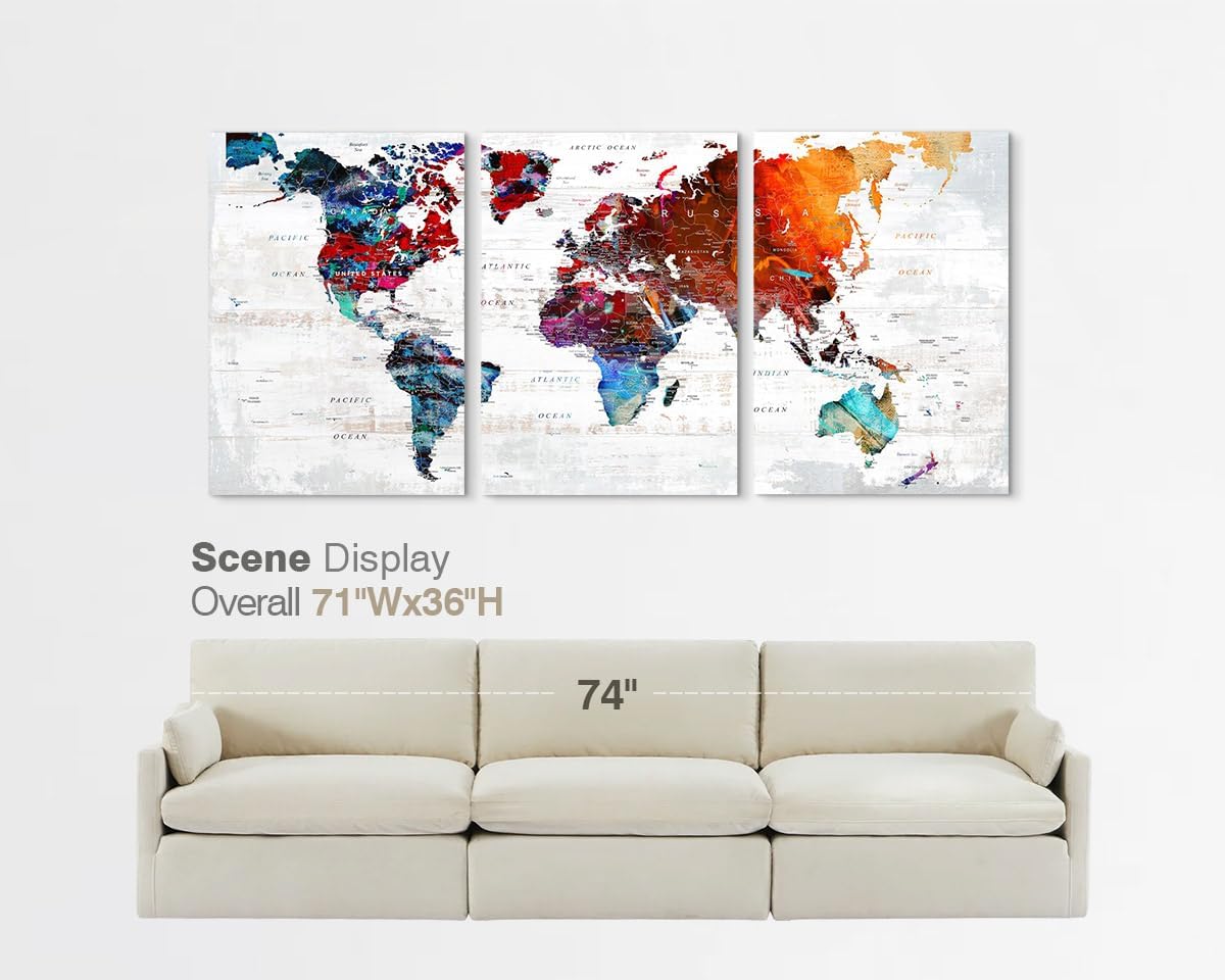 Canvas Wall Art Abstract Map Pictures for Bedroom Wall Decor Modern Office Artwork Graffiti Painting Kitchen Decoration Red Colorful Art