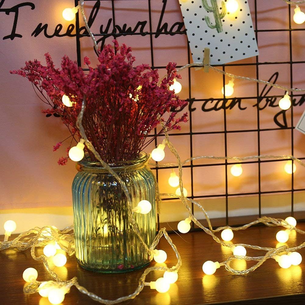 Globe String Lights for Bedroom, 49 Feet 100 LED Fairy Lights Plug in, 8 Modes Warm White Christmas String Lights for Indoor Outdoor Patio Party Garden Wedding Christmas Tree Decor