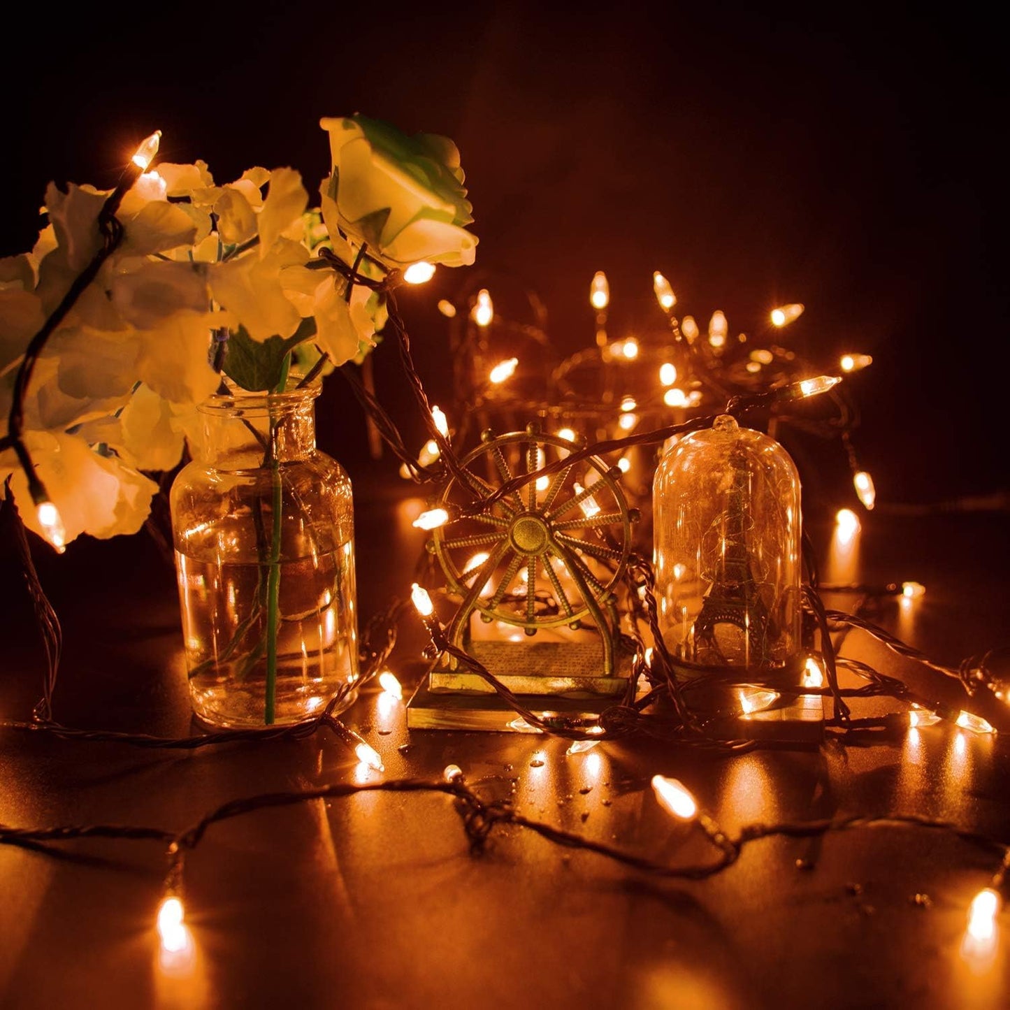 Minetom Halloween String Lights Outdoor, 39Feet 100 LED Waterproof Christmas Lights with 8 Lighting Modes for Halloween Garden Party Christmas Xmas Tree Lights Decor, Orange