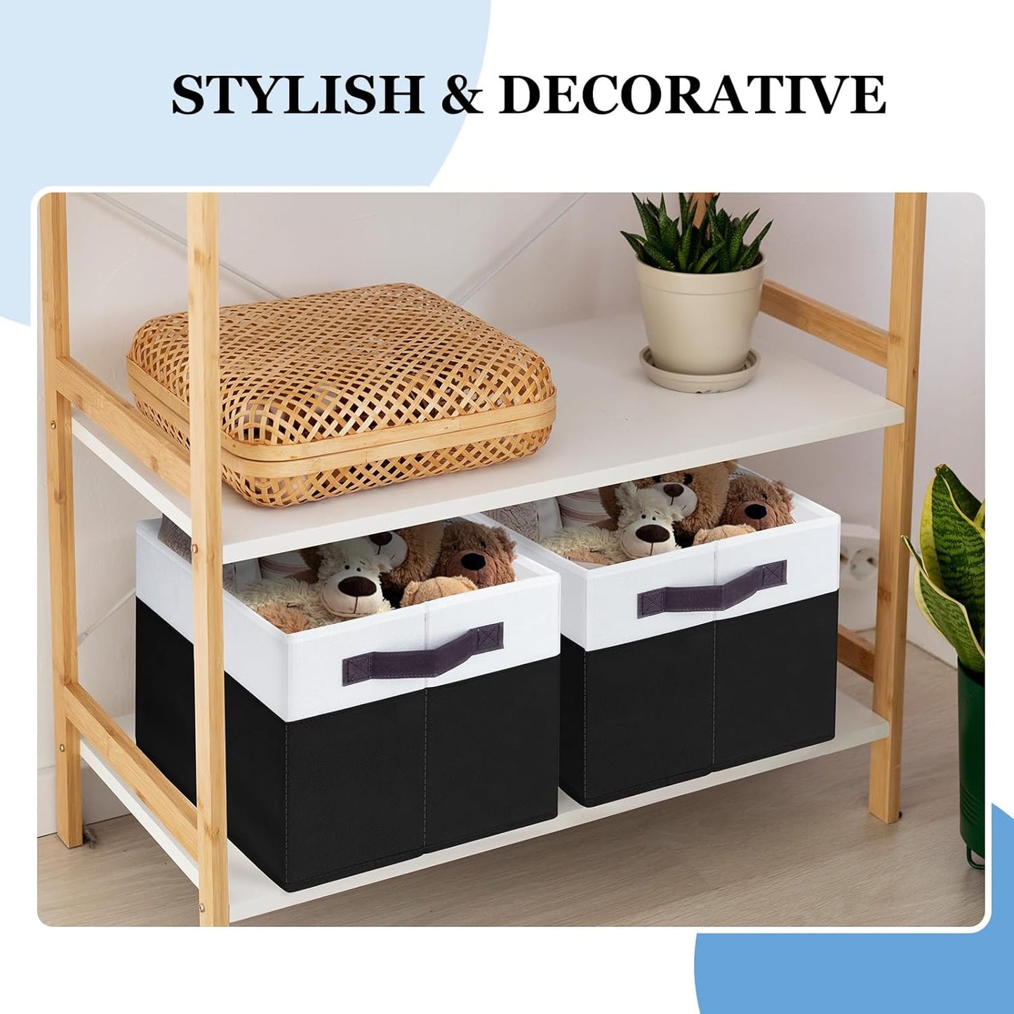 Criusia 6 Pack Closet Organizers and Storage Bins, Cute Dorm Room Essentials for Clothes Beddings Bags, Under Bed Storage Containers, Apartment Essentials Baskets for Organizing (14L*10W*9.5H)