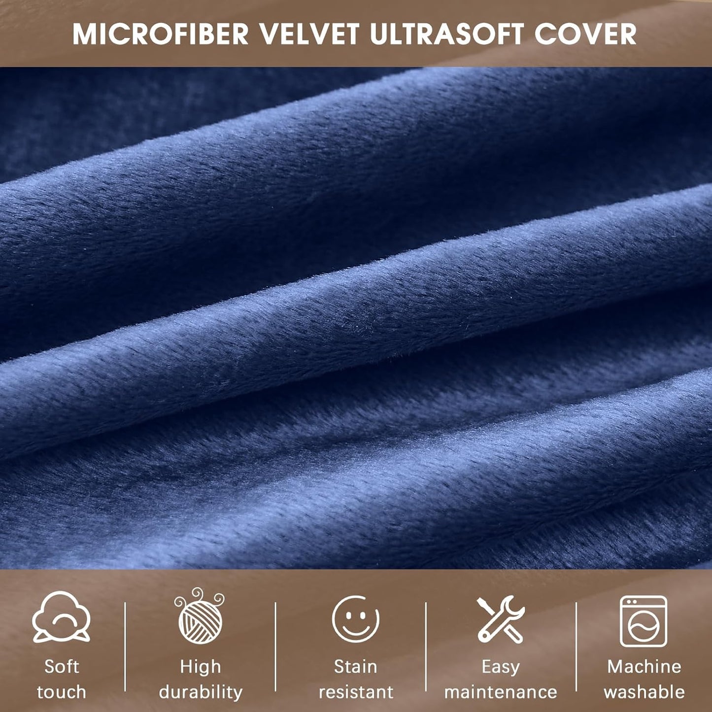 Bean Bag Chairs for Adults - Memory Foam Furniture BeanBag Chair - Kids/Teens Sofa with Soft Micro Fiber Cover - Round Fluffy Couch for Living Room Bedroom College Dorm - 4 ft, Navy