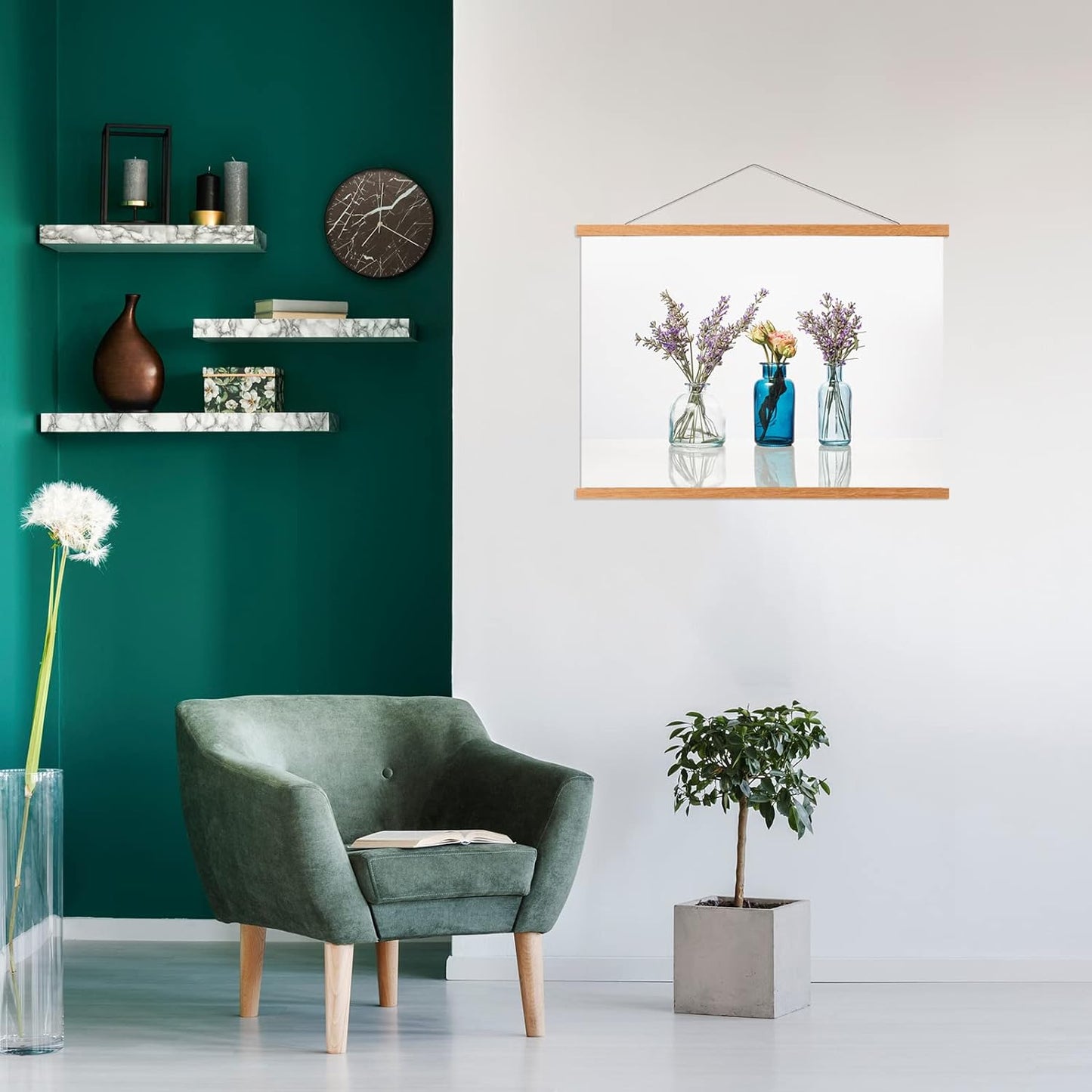 FALAMON Magnetic Poster Hanger Frame, 24x36 36x48 18x36 Teak Wood Magnet Poster Frame for Posters, Prints, Photos, Pictures, Maps, Scrolls, and Canvas Artwork
