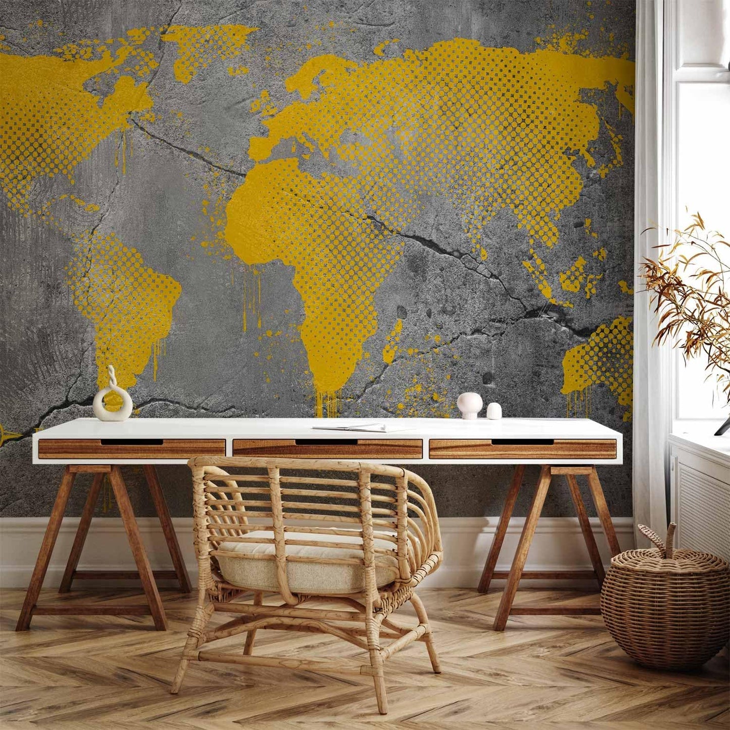 artgeist Wall Mural World Map 116x83 in - XXL Peel and Stick Self-Adhesive Wallpaper Removable Large Sticker Foil Wall Decor Print Picture Image Design Map of The World k-A-0494-a-a