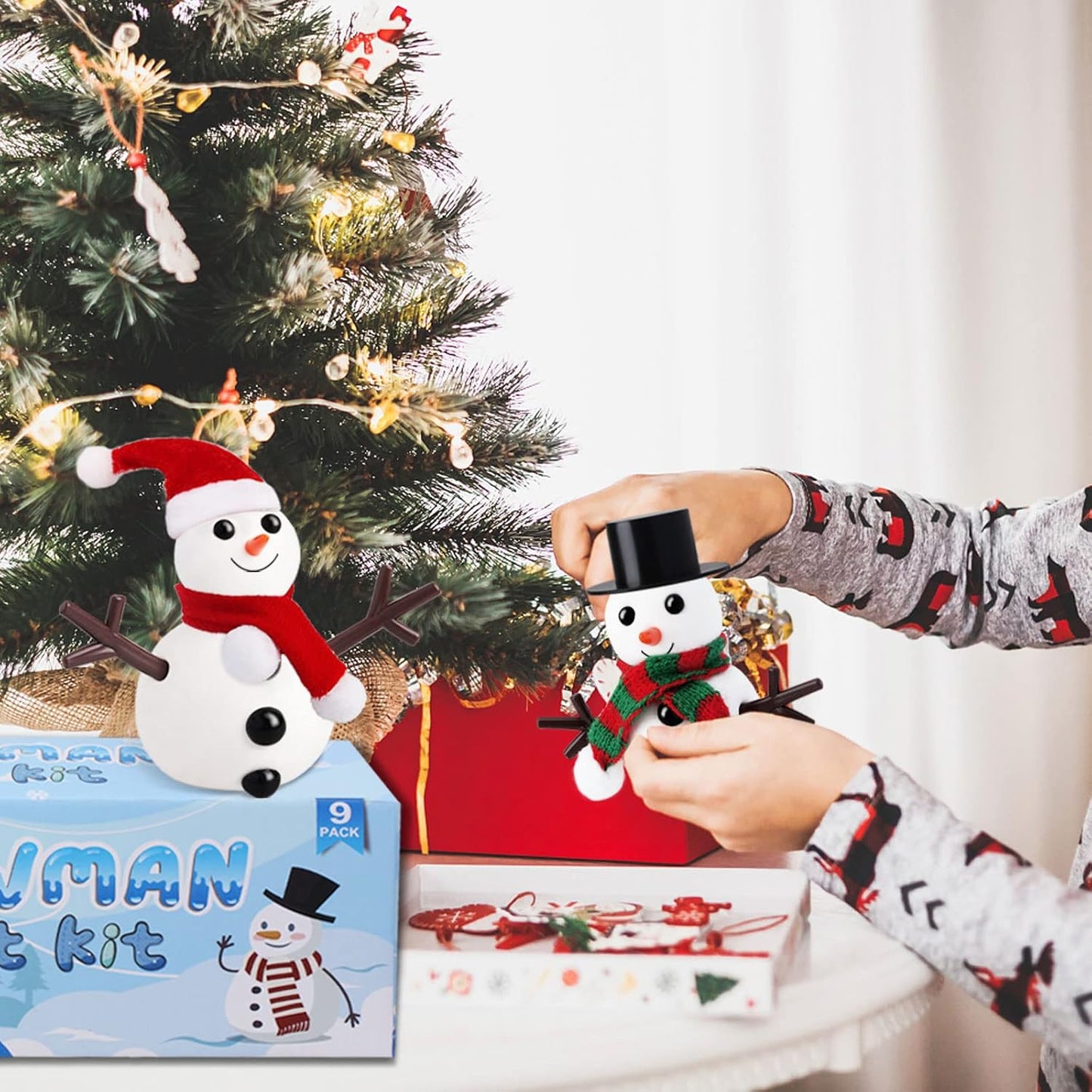 9 Pack Build a Snowman Kit Snowman Crafts for Kids,Modeling Clay Snowman DIY Kit, Christmas Stocking Stuffers for Kids,Christmas Crafts Xmas Gift
