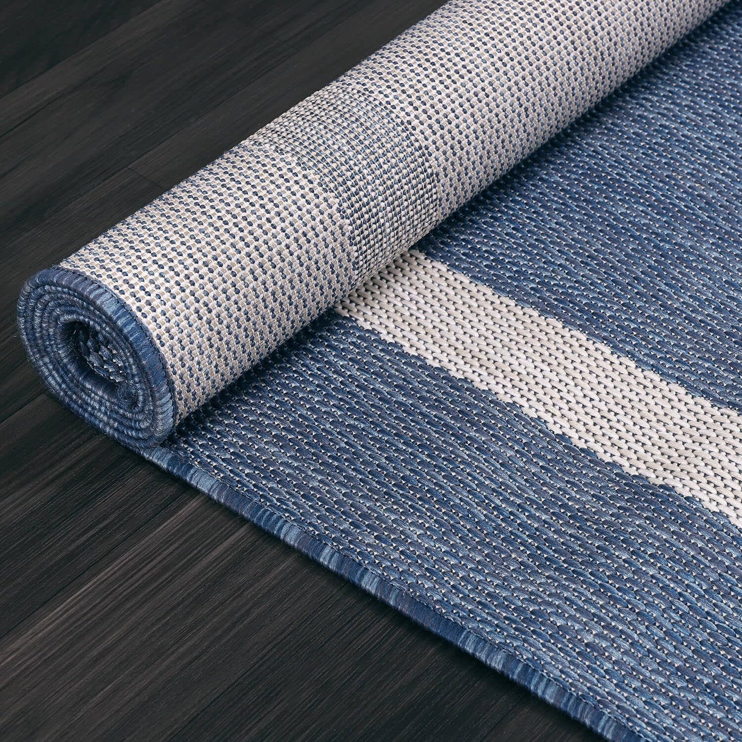 Bordered Outdoor Rug 5x7 Washable Outside Carpet for Indoor Patio Porch Waterproof Easy Cleaning Non Shedding Area Rugs Blue 5 x 7