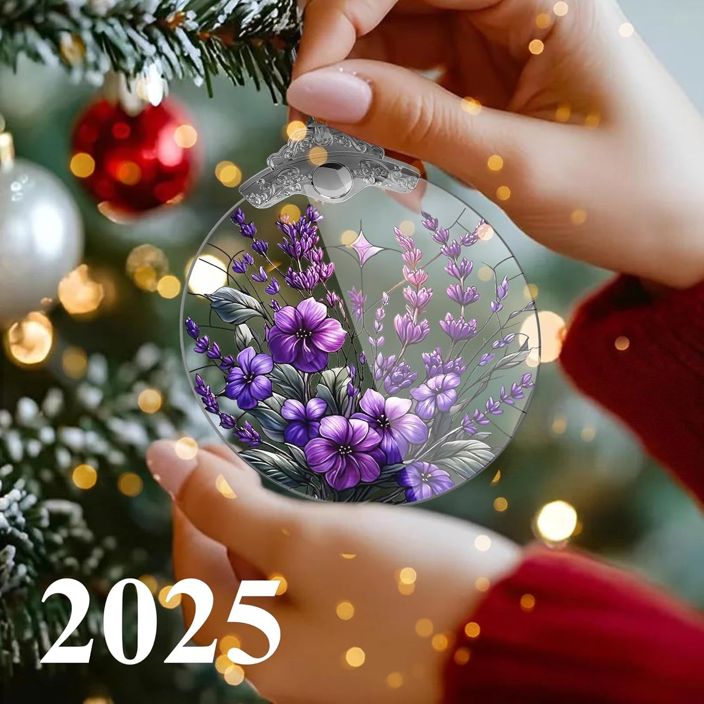 Purple Christmas Ornaments, Large Christmas Ornaments, 4 Inch โ Christmas Ornaments 2025, Hanging Ornament for Tree, Unique Christmas Gifts, White Elephant Gifts for Adult
