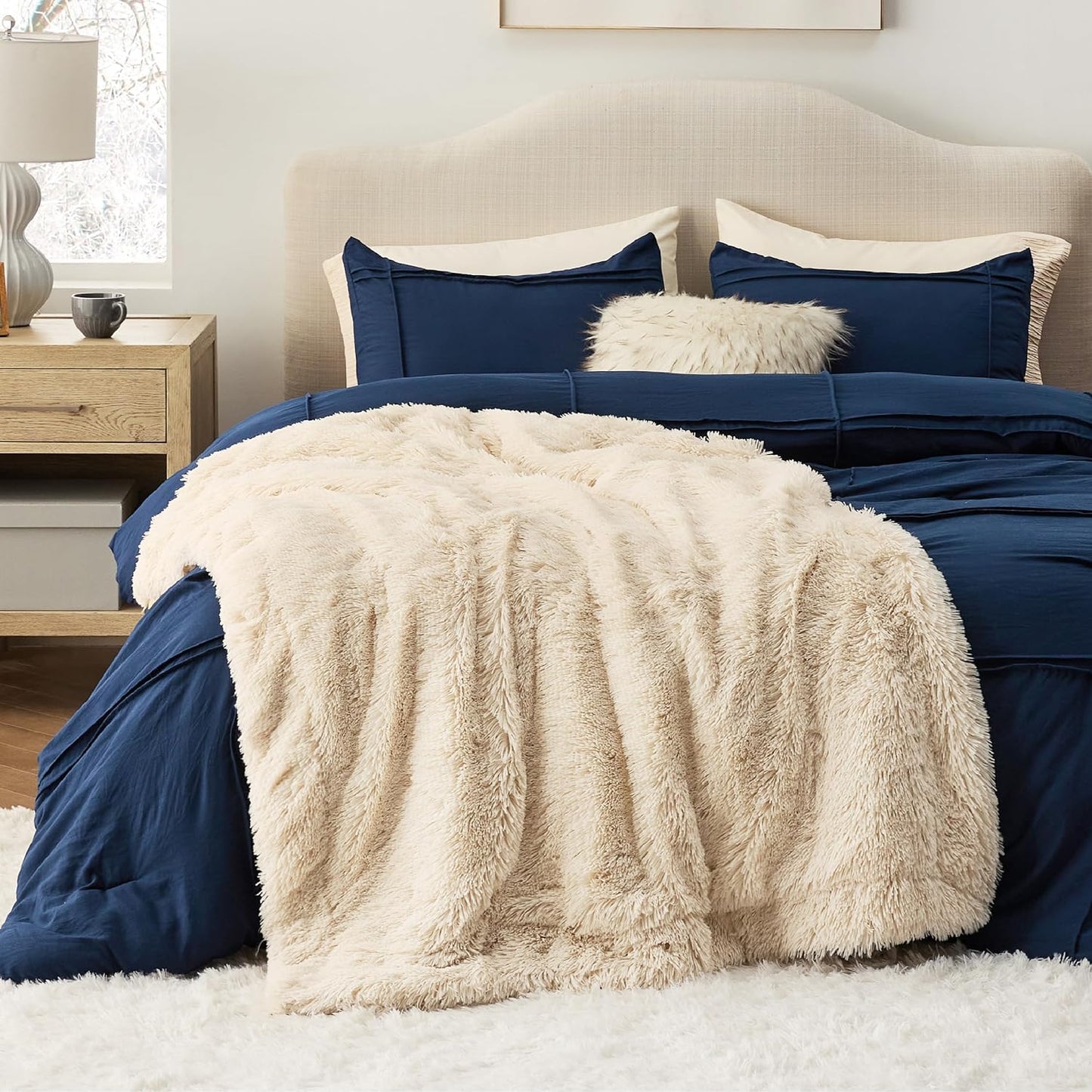 Bedsure GentleSoft Fluffy Beige Throw Blanket for Bed, Faux Fur Gifts Beige Decor Light Tan Khaki Blanket Neutral Decoration for Home, Soft Cozy Fuzzy Plush Thick Warm Sherpa Fleece Cute Stuff, 50x60