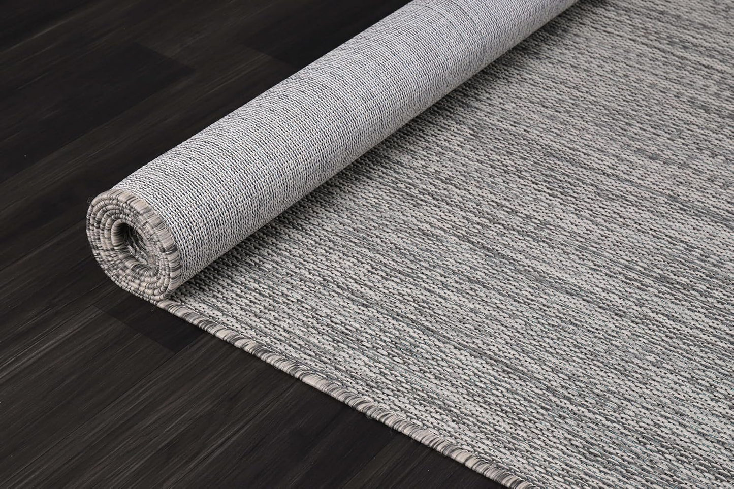 CAMILSON Outdoor Rug 5x7 Modern Area Rugs for Indoor and Outdoor Patios and Porches - Waterproof, Washable, Non-Shedding, Easy-to-Clean Outside Carpet (5 x 7, Solid - Silver Gray)
