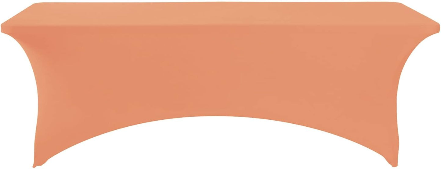 Spandex Table Cover for 8FT or 4ft or 6ft Table Universal Fitted Stretch Tablecloth for Party, Banquet, Wedding and Events-Peach
