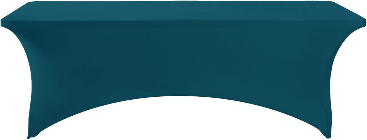 Spandex Table Cover for 8FT or 4ft or 6ft Table Universal Fitted Stretch Tablecloth for Party, Banquet, Wedding and Events-Peacock