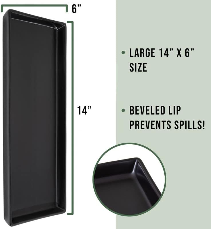 Home Beets Matte Black Ceramic Serving Platters (14 x 6 Inch Rectangle Plates) Serving Dishes for Entertaining, Food, Appetizers, Desserts, Cheese Board, Charcuterie, Sushi - Set of 4 Party Trays