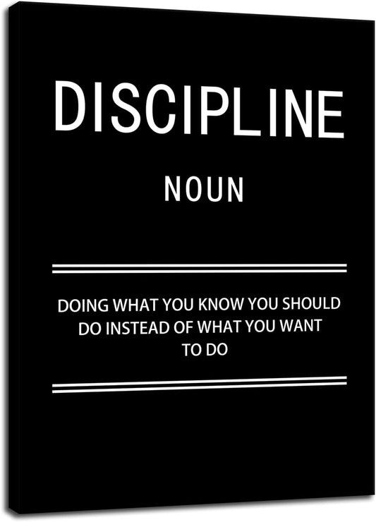 Inspirational Canvas Positive Wall Art Motivational Discipline Noun Wall Art Poster Quotes Success Canvas Artwork Picture Print Framed for Home Office Living Room Gym Wall Decor[18''W X 24''H]