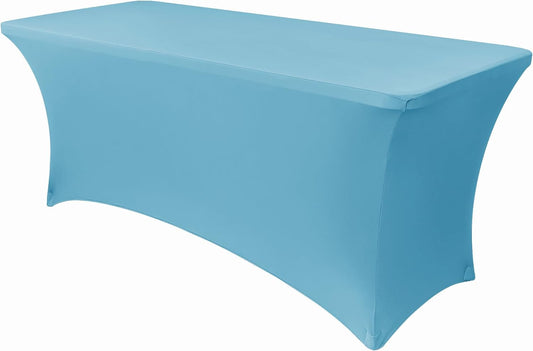 Obstal Spandex Table Cover 6ft Fitted Tablecloth Rectangular - Stretch Rectangle Folding Table Cloth for Birthday Party Wedding Banquet, Light Blue, 72L x 30W Inch