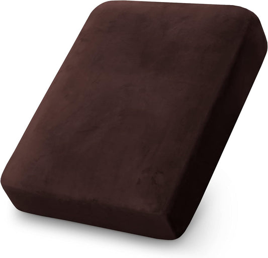 PrinceDeco Couch Cushion Cover Cushion Slipcover for Chair Sofa Cushion Furniture Protector Seat Cushion Sofa Cover for Dog Pet Kid with Elastic Straps Width Up to 29.5", Brown