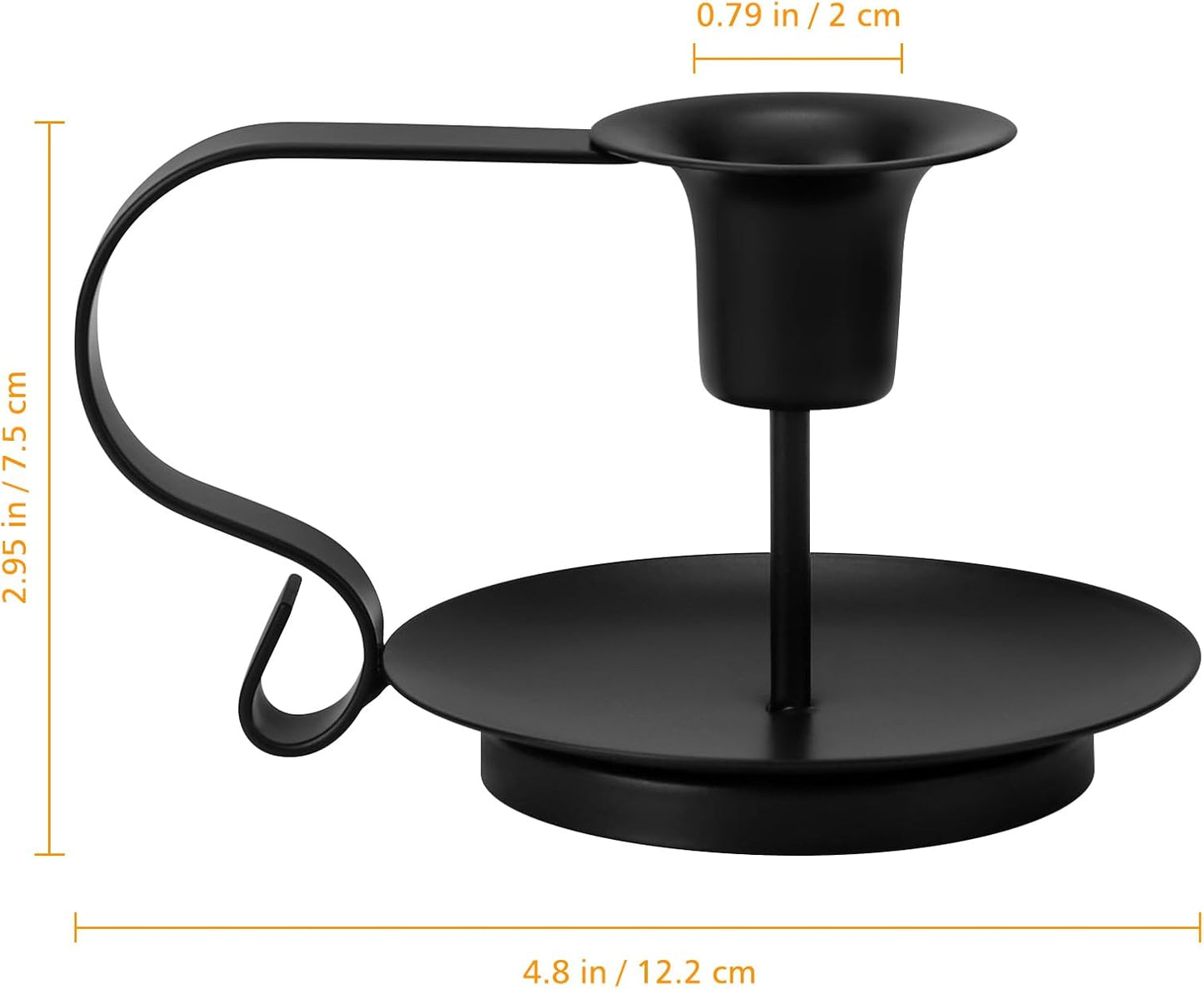 Black Metal Taper Candle Holders Set of 2, Vintage Chamberstick Candle Holder with Handle for Taper Candles, Farmhouse Rustic Candle Holders for Table Decor, Halloween Christmas Decoration