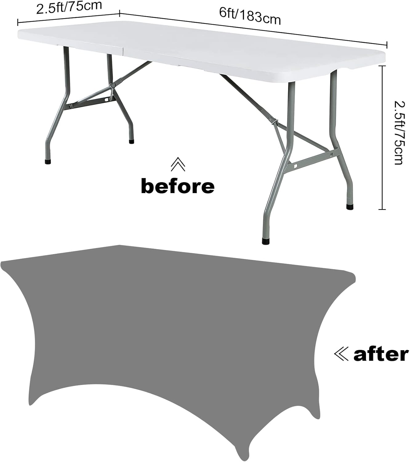 SuperO Waterproof Spandex Table Cover for 6FT Table Universal Fitted Stretch Tablecloth for Party, Banquet, Wedding and Events-Dusty Pink