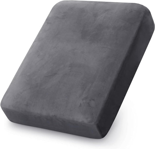 PrinceDeco Velvet Stretch Couch Cushion Cover, Sofa Slip Covers for Cushion Couch Chair Loveseat Sofa Furniture Protector Cushion Sofa Cover Each Width Up to 29.5", Grey