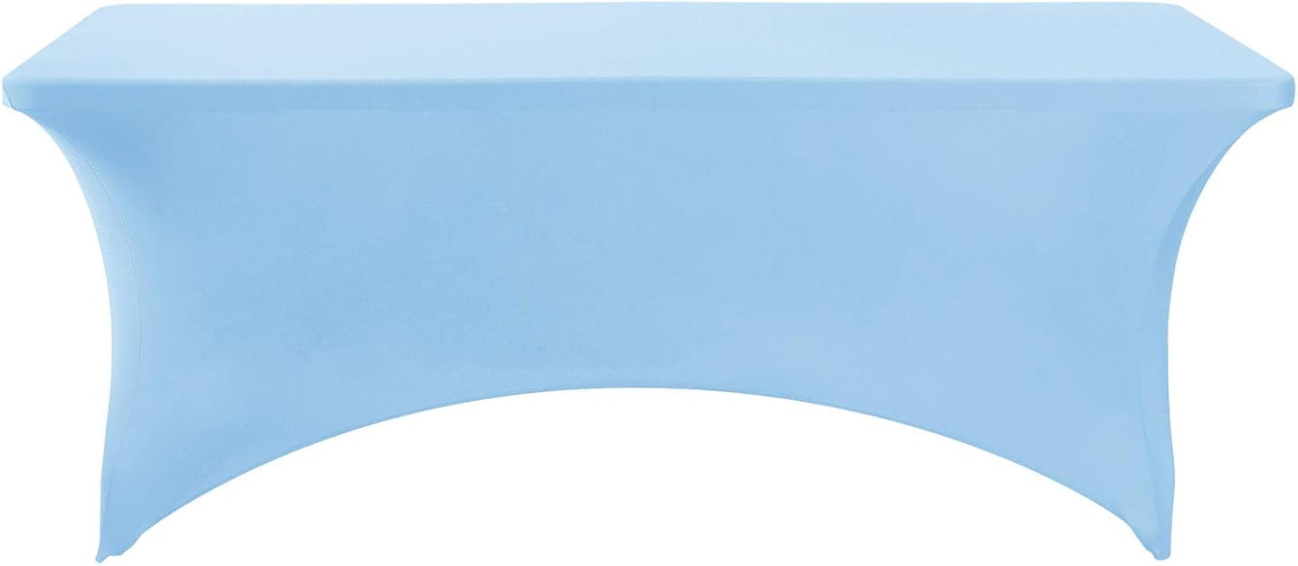 Spandex Table Cover for 6Ft or 4fT or 8ft Table Universal Fitted Stretch Tablecloth for Party, Banquet, Wedding and Events-Blue Mist