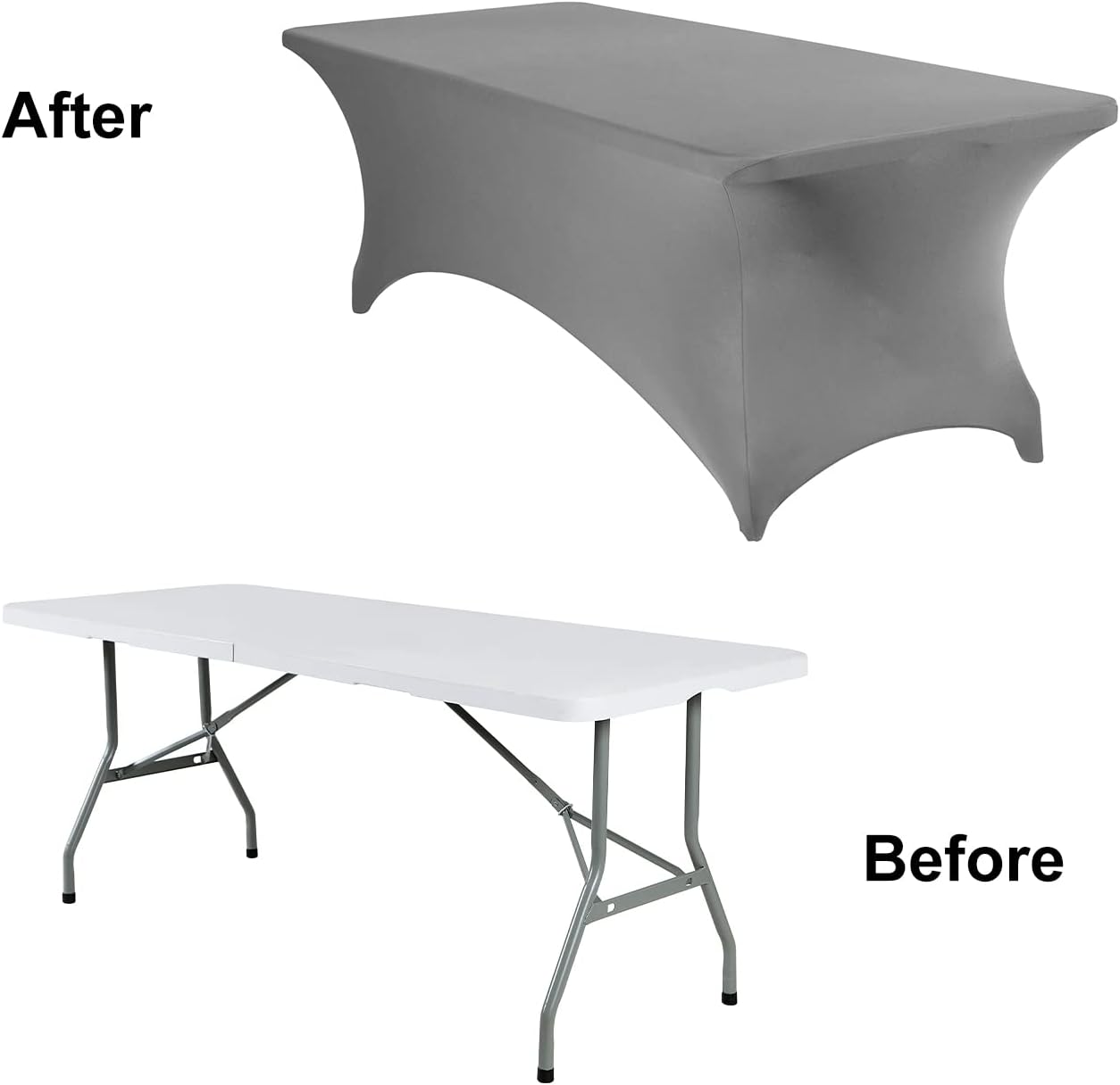 4Pack Spandex Waterproof Table Covers 8ft，Spandex 8ft Waterproof Table Cover for Party,Wedding, Banquet, and Events(Gary)