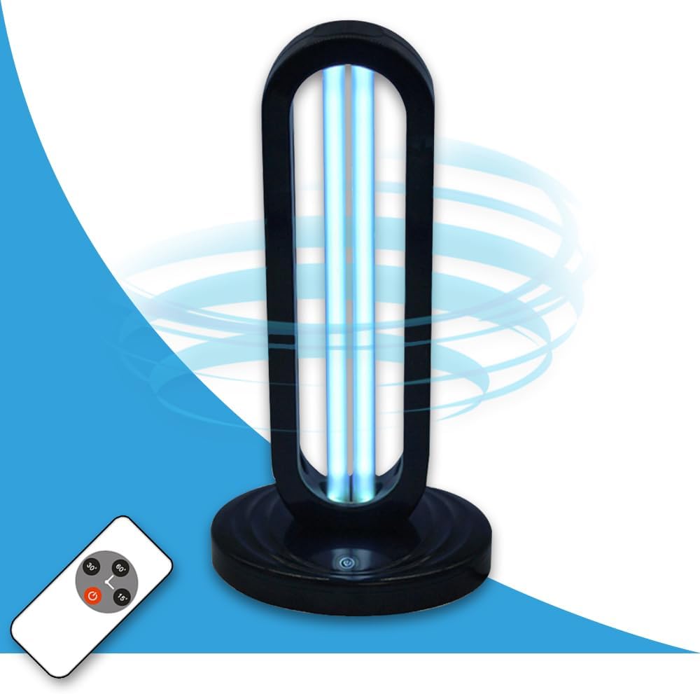 Tower - UV Light Sanitizer & Ultraviolet Lamp with Remote Control (UV-C Cleaner for Home, Room, Office | 38W UVC Disinfection Bulb | Kill Germs, Bacteria, Virus, Dust | USA)
