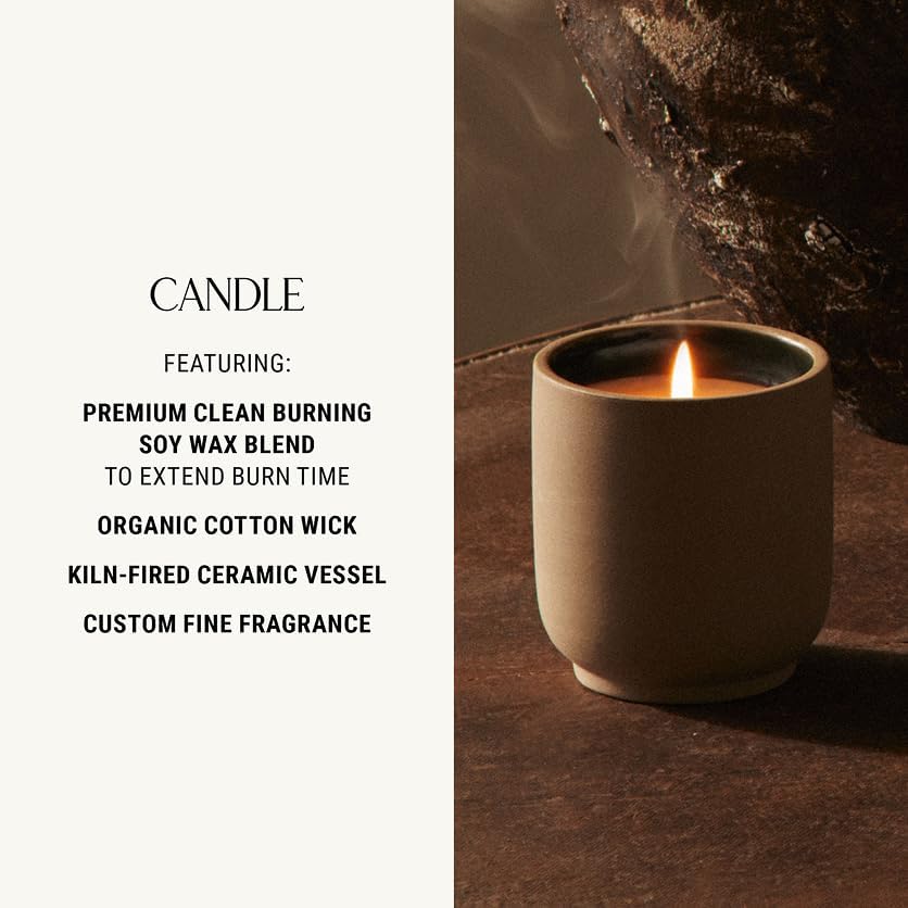 Homecourt Luxury Scented Candle, 60-Hour Burn Time, Soy Wax Blend & Organic Cotton Wick, Kiln-Fired Reusable Ceramic Vessel, Neroli Leaf, 8 oz