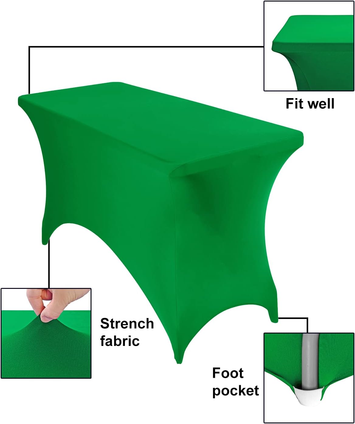 4Pack Spandex Waterproof Table Covers 4ft，Spandex 4ft Waterproof Table Cover for Party,Wedding, Banquet, and Events(Emerald)
