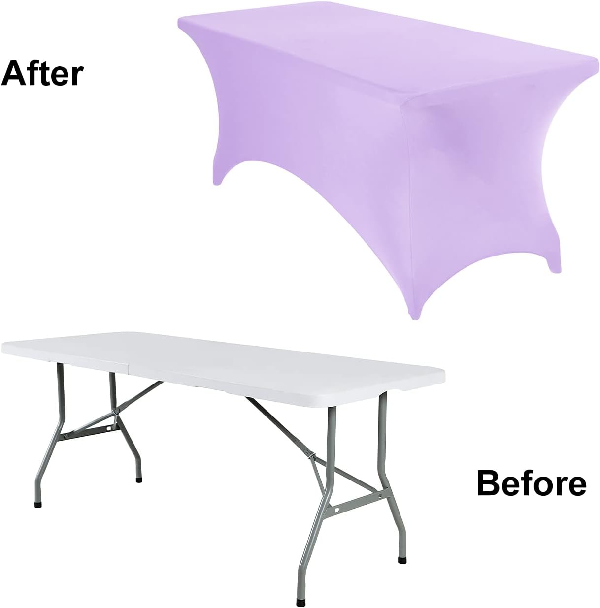 4Pack Spandex Waterproof Table Covers 6ft，Spandex 6ft Waterproof Table Cover for Party,Wedding, Banquet, and Events(Lavender)