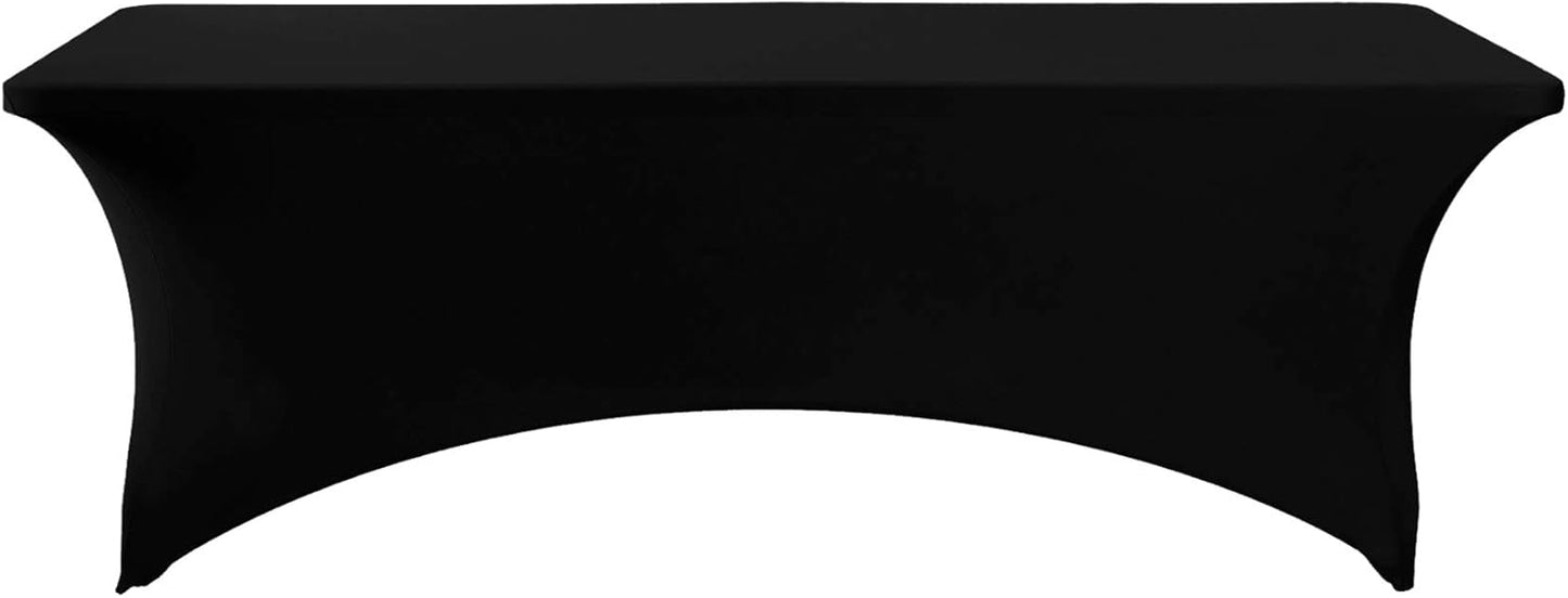 2Pack Spandex Table Cover for 6Ft or 4fT or 8ft Table Universal Fitted Stretch Tablecloth for Party, Banquet, Wedding and Events-Black
