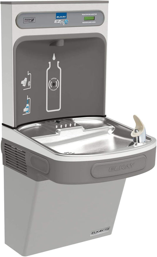 Elkay EZSG8WSK EZH20 18-3/8" Wall Mounted Single Station Hands Free Bottle Filler Combo with Cooler - Light Gray Granite