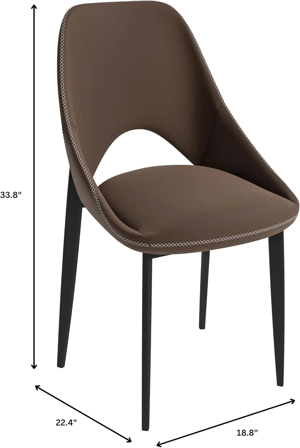 LeisureMod Amalfi Upholstered Fabric Dining Chair – Modern Side Chair with Iron Legs, Mid-Century Accent Chair for Dining Room or Kitchen