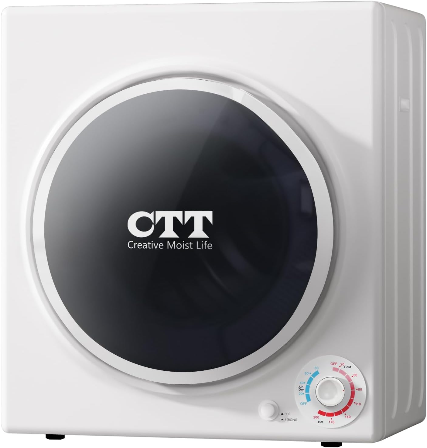 CTT 3.5 Cu. Ft. Clothes Dryer, 1500W Electric Dryers for Clothes, 110V Electric Clothes Dryer with Stainless Steel Drumble for 13.2 lbs. with 4 Automatic Drying Modes (White)