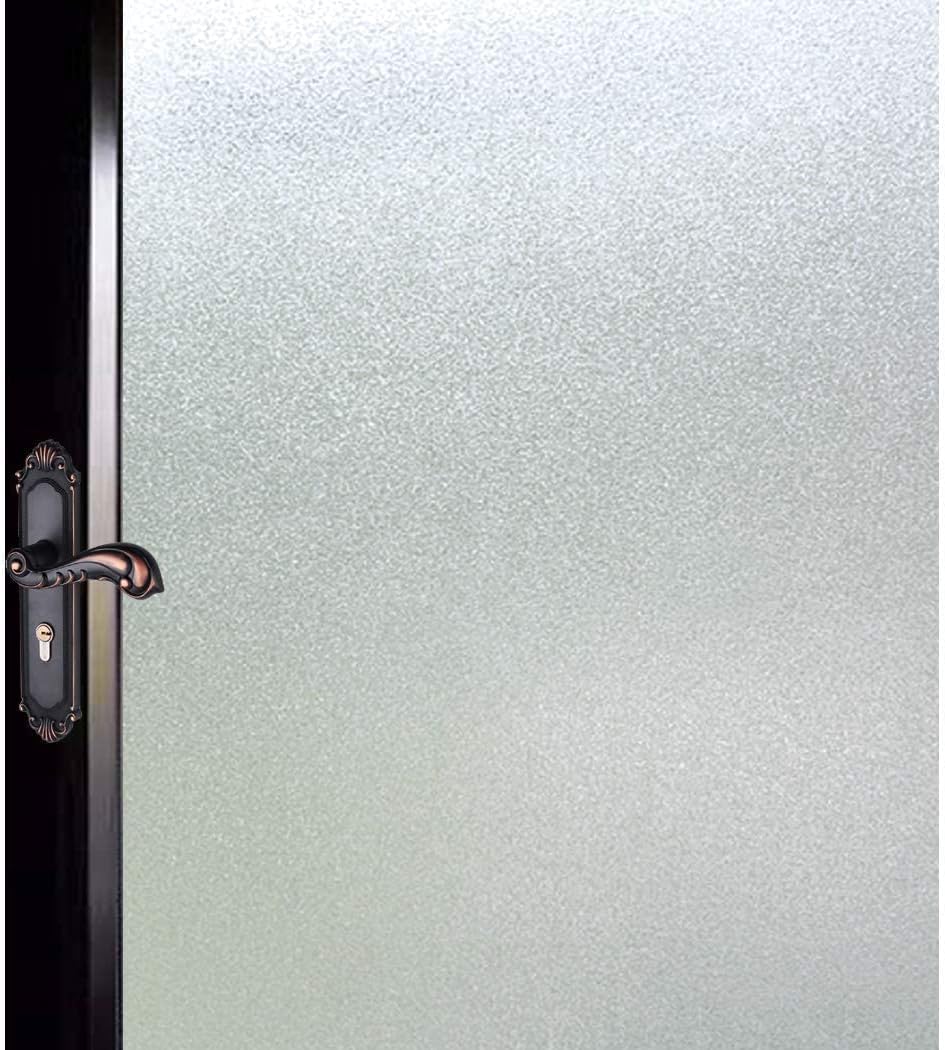 DUOFIRE Privacy Window Film Natural Frosted Glass Film Static Cling Glass Film No Glue Anti-UV Window Sticker Non Adhesive for Privacy Office Meeting Room Bathroom Living Room 45.2in. x 78.7in. S001