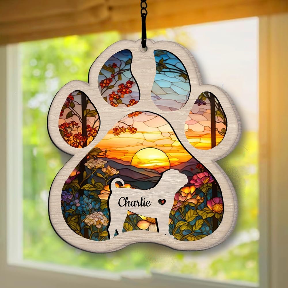 IZI POD Personalized Shar Pei Suncatcher Dog Memorial Gifts, Custom Shar Pei Ornament Christmas Tree, Pet Remembrance Gift, Loss of Dog Sympathy Gift, Pets Memorial Ornament, Pet Loss Suncatcher