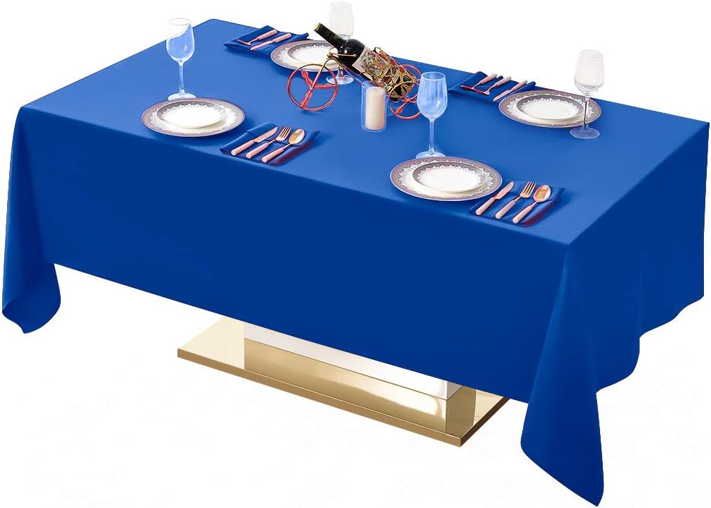 Surmente Blue Tablecloth 60 x 102-inch Rectangular Polyester Table Cloth for Weddings, Banquets, or Restaurants