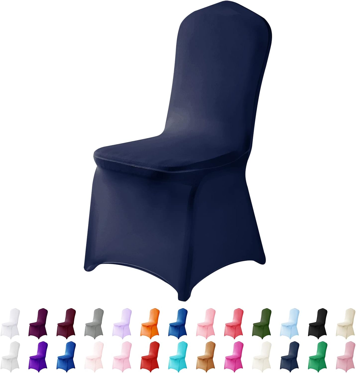 Spandex Chair Covers, 12PCS, Removable Washable Protector Stretch Covers for Living Room, Party, Banquet, Wedding, Hotel (Navy)