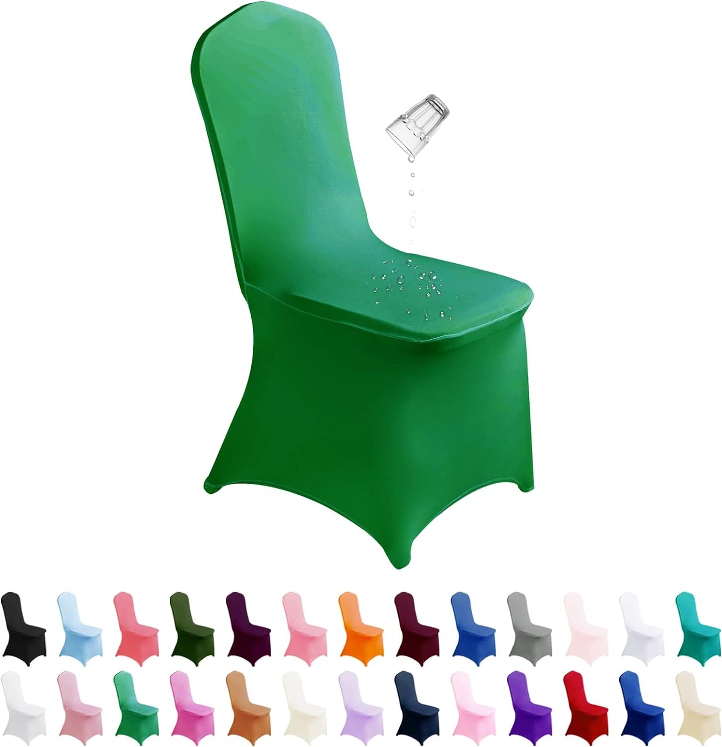 SUPERO Waterproof Spandex Chair Cover 25PCS, Stretch Dining Chair Covers, Polyester Outdoor Chair Covers, Protector Stretch Chair Cover for Party Universal, Banquet, Wedding Event, Hotel(Emerald)