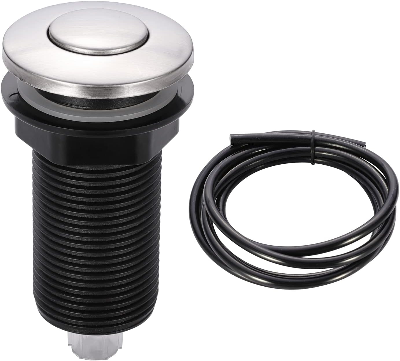RQYEKDO Garbage Disposal Air Switch Kitchen Sink Top Long Stainless Steel Brushed Nickel Long 2.5" for Food and Waste Disposal On/Off Air Button Parts