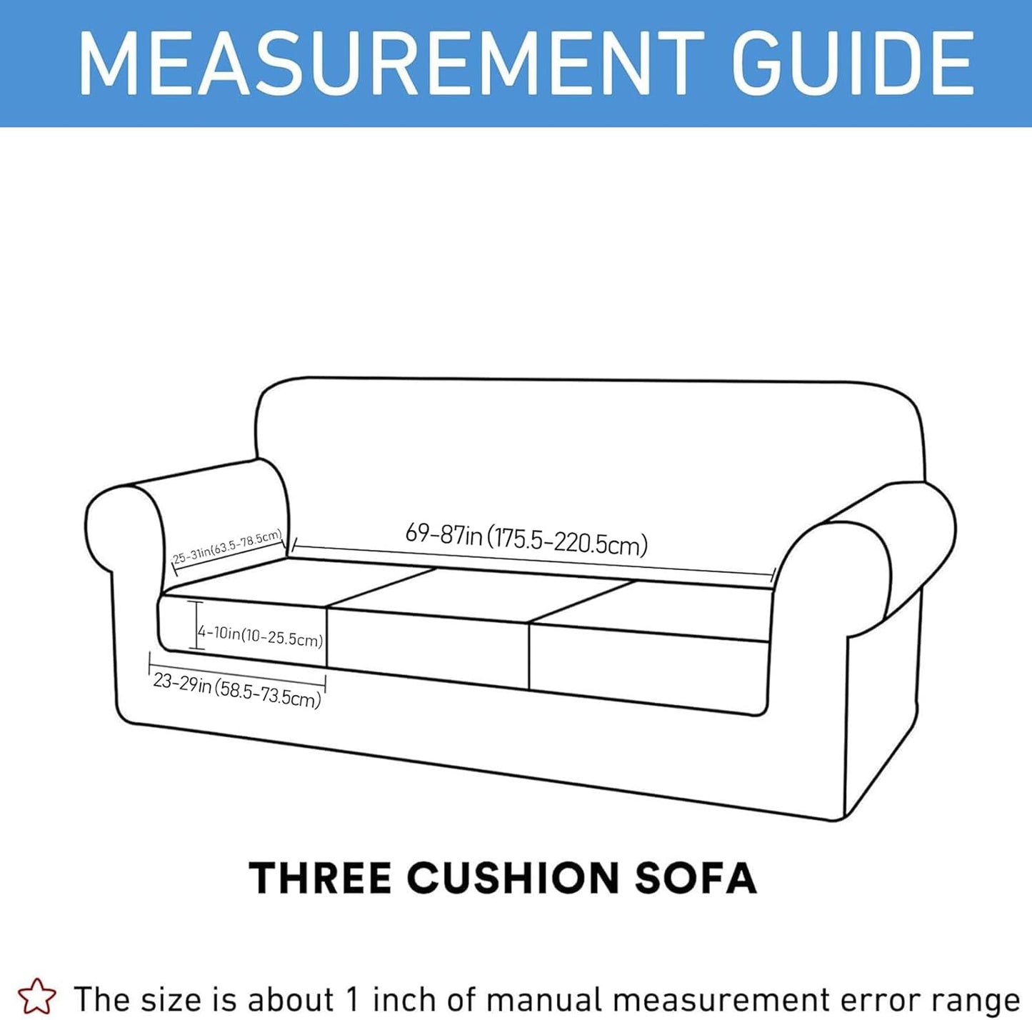 hyha Waterproof Couch Cushion Covers, Stretch Sofa Couch Seat Slipcover for Dog Washable, Non-Slip Waterproof Outdoor Cushion Covers for Patio Furniture Replacement (3 Pieces, Black)