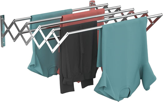 Guevara Wall Mounted Clothes Drying Rack,Stainless Steel Foldable Drying Rack for Laundry Room/Bathroom Tower，Easy to Install 31-inch Rod, 120 lbs Large Capacity- Indoor and Outdoor Use