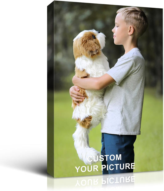 Wewejia Custom Canvas Prints with Your Photos 12x16 inch, Personalized Canvas Pictures for Wall to Print Framed Wedding Family Baby Pets