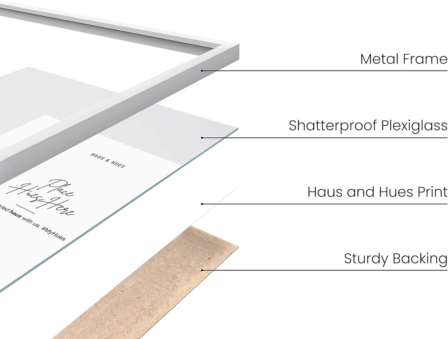 HAUS AND HUES White 12x16 Picture Frame - Modern Aluminum Wall Art Display - Minimalist, Lightweight 12x16 White Frame for Art Prints, Photos, Posters - Ready-to-Hang Vertically & Horizontally