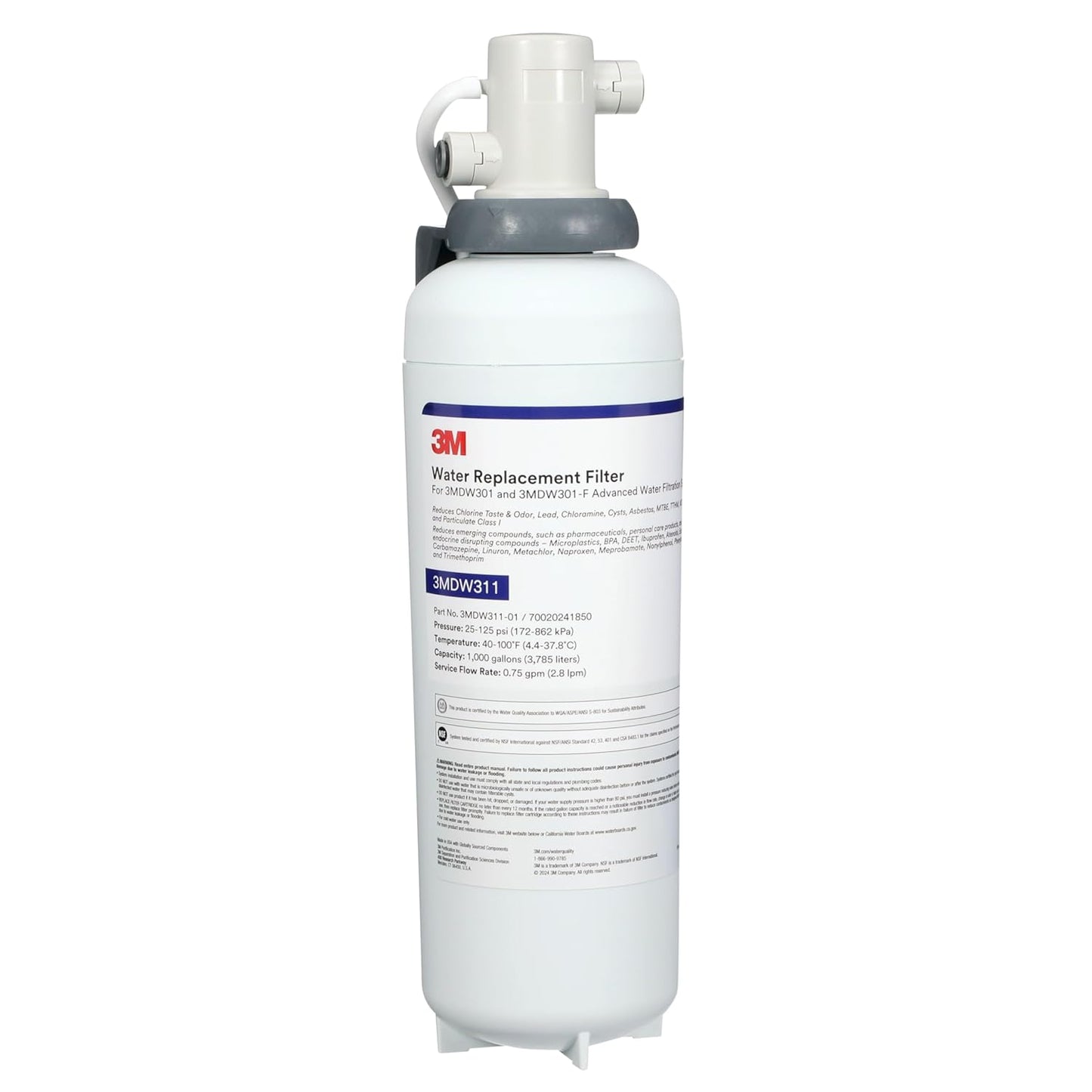 Aqua-Pure 3MDW301 Under Sink Dedicated Faucet Water Filter System, for Lead, VOC's, Microplastics, Cysts, Bad Taste and Odor, Asbestos, MTBE and TTHM Reduction, Includes Faucet