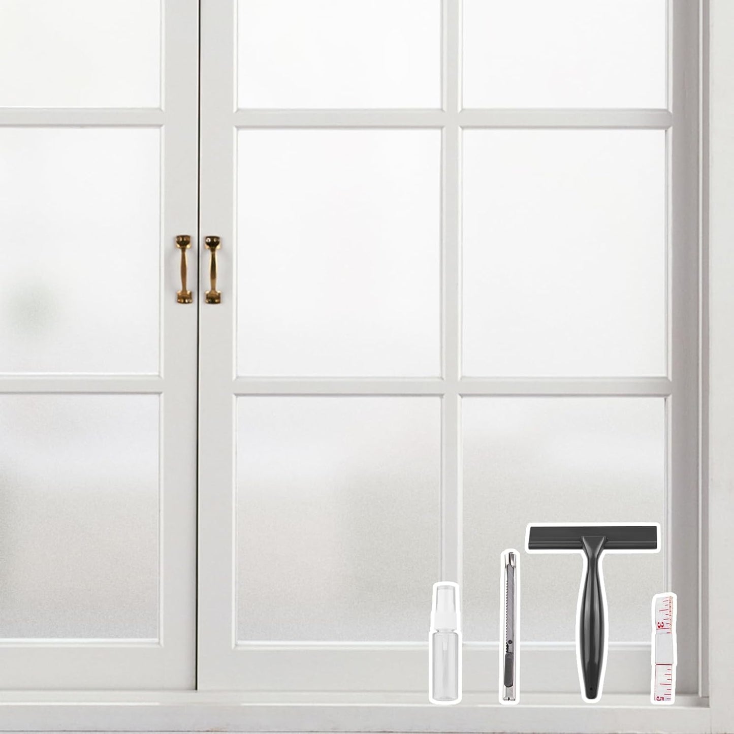 Kromapolis Window Privacy Film Frosted Glass Window Film, Heat Blocking Privacy Film for Glass Windows, Static Cling Non-Adhesive Frosting Window Stickers for Door Home (Frosted, 23.6 x 78.7 inch)