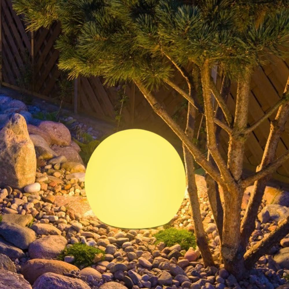 8-in Solar Globe Light Outdoor, Waterproof Solar Ball Light for Outside w/Remote, 16 RGB Color Changing Glowing Orb Lamp Landscape Lighting Mood Lamp w/Ground Stake for Garden Patio Yard Pathway Decor