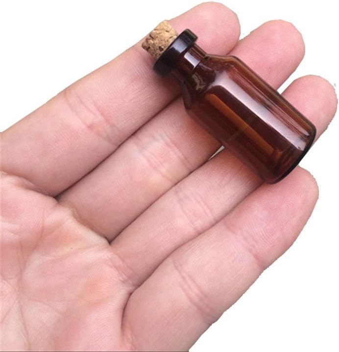 18x40x7mm 5ml Mini Brown Glass Jars with Cork Empty Tiny Glass Jars Gift 5ml Glass Bottles Vials 12units (12, 5ML)