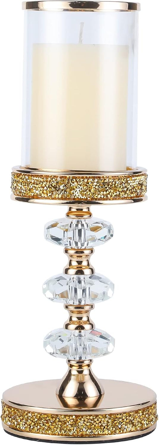 Candle Holder, Pillar Candle Holders, Crystal Candlesticks Holder for Wedding, Parties, Events, Chirstmas,Home Decor, Table Centerpieces CH028D (L)