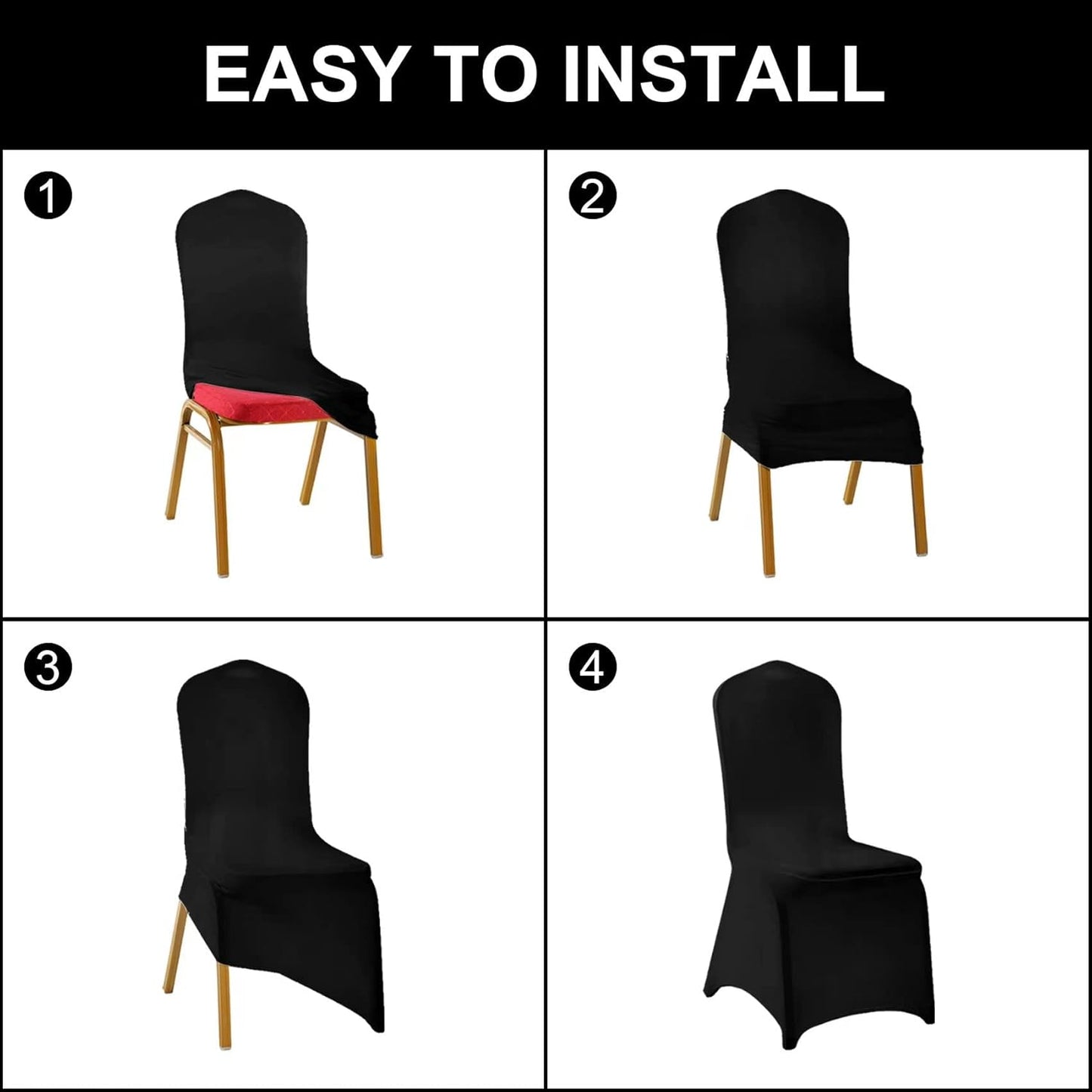 SUPERO Red Waterproof Polyester Spandex Chair Cover (100PCS, Universal Fit, Protector, for Party, Banquet, Wedding Event, Hotel)