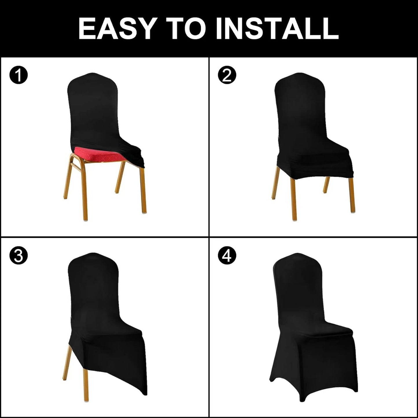 SUPERO Waterproof Spandex Chair Cover 25PCS, Stretch Dining Chair Covers, Polyester Outdoor Chair Covers, Protector Stretch Chair Cover for Party Universal, Banquet, Wedding Event, Hotel(Gold)