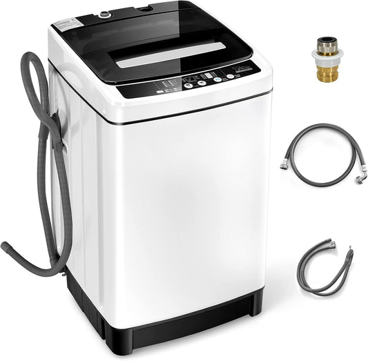 Giantex Portable Washing Machine, 2 in 1 Full Automatic Laundry Washer 1.5Cu.Ft 11lbs Capacity Washing and Spinning Combo 8 Programs 10 Water Levels Energy Saving Top Load Washer for Apartment Dorm